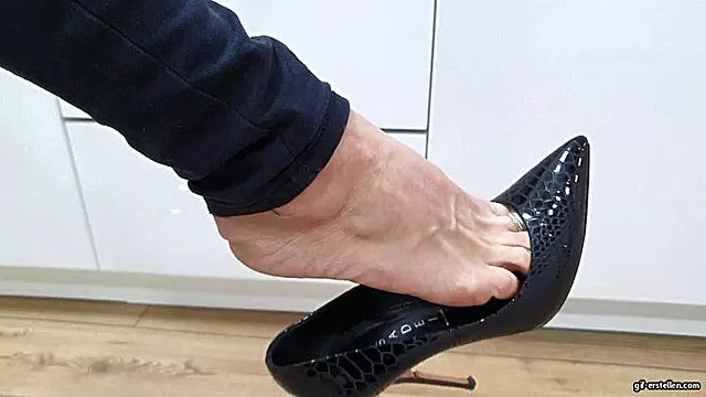 Dangling and dipping barefoot with Casadei High Heels HD mp4 1920x1080