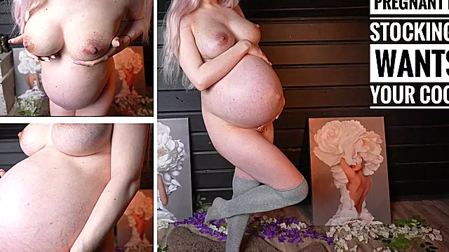 Pregnant Naked in Stockings Beg You to Fuck Her