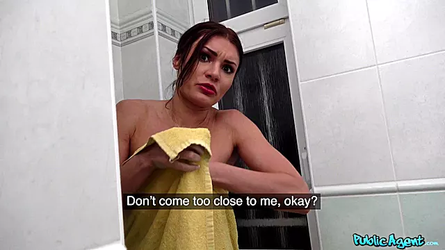 Russian brunette with stunning allure captivates in a daring public romp