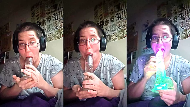 Watch me suck my light up Dildo
