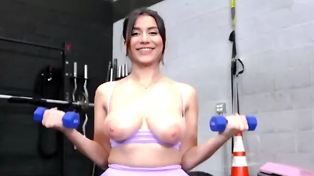 Big tit at gym works out on hard dick